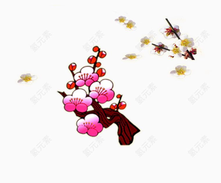 寒冬腊梅和二月桃花