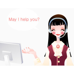 矢量手绘客服人员