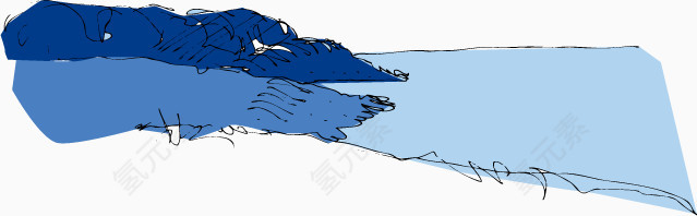 蓝色海边风景插画矢量
