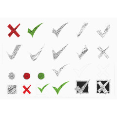 笔触感矢量小清新勾勾叉叉