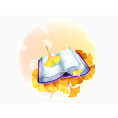 书本树叶卡通矢量素材