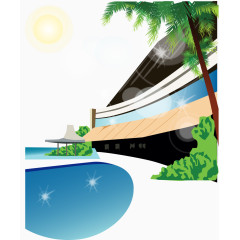 海边椰树风景矢量图