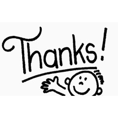 卡通谢谢字样黑色