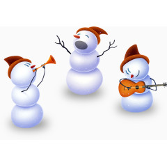 三个表演的雪人