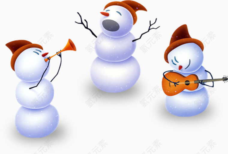 三个表演的雪人