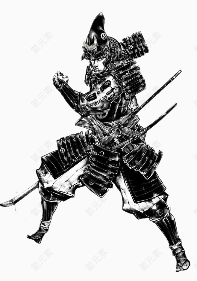 日本武士黑白