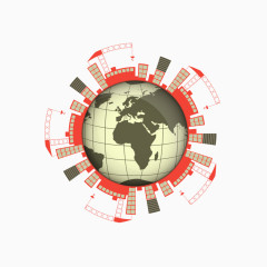 矢量创意地球上的建筑