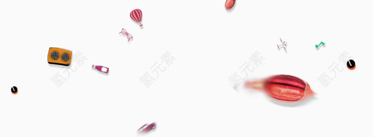 红色卡通咖啡豆热气球漂浮素材