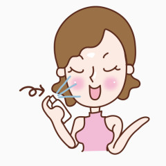 卡通 女孩 没用 健康 美容手法 按摩 面膜 美妆