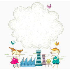 工业废气污染插画