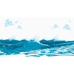 矢量手绘蓝色海洋