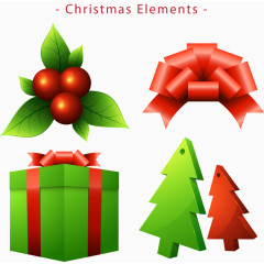 矢量手绘圣诞树蝴蝶结