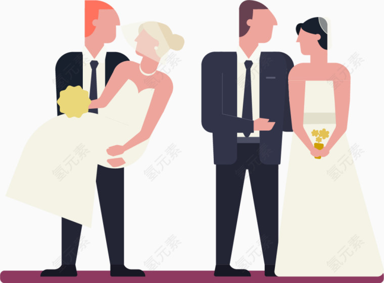 抽象画新婚人物插画