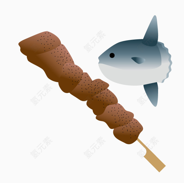 卡通烤鱼肉串