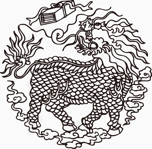 龙戏珠古典花纹