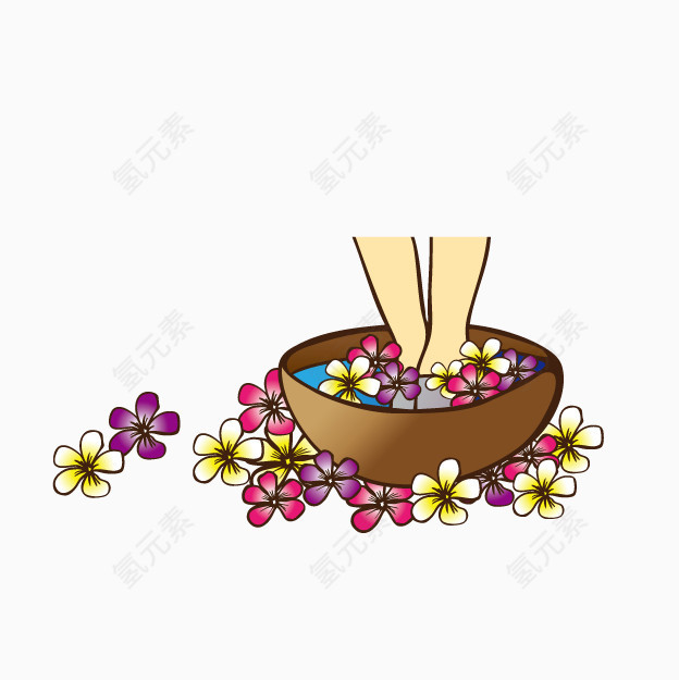 卡通鲜花足浴
