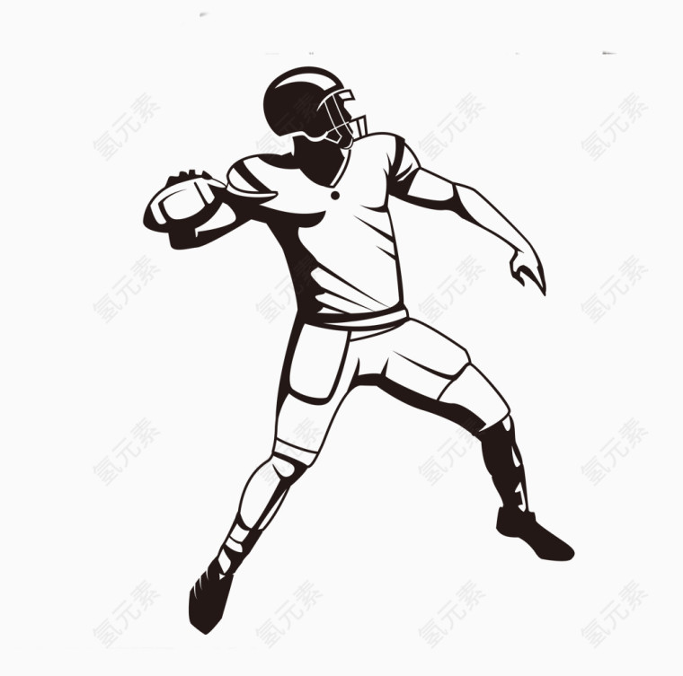 美国橄榄球运动员卡通黑色素材