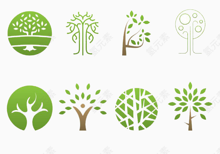 植树节矢量树叶绽放合集