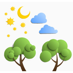 夜晚的两棵小树