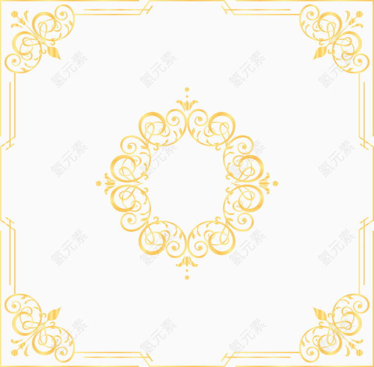 黄色复古优雅花边