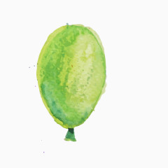 彩色墨迹手绘绿色气球