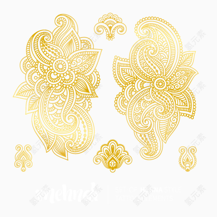 精美植物金色花纹底纹矢量素材