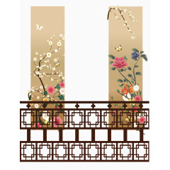 古典风格屏风矢量