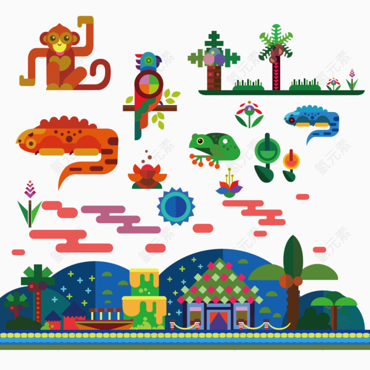 几何风格热带元素