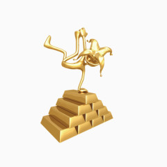 黄金3D小人与金条矢量素材