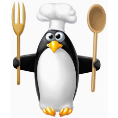 手拿刀叉的企鹅