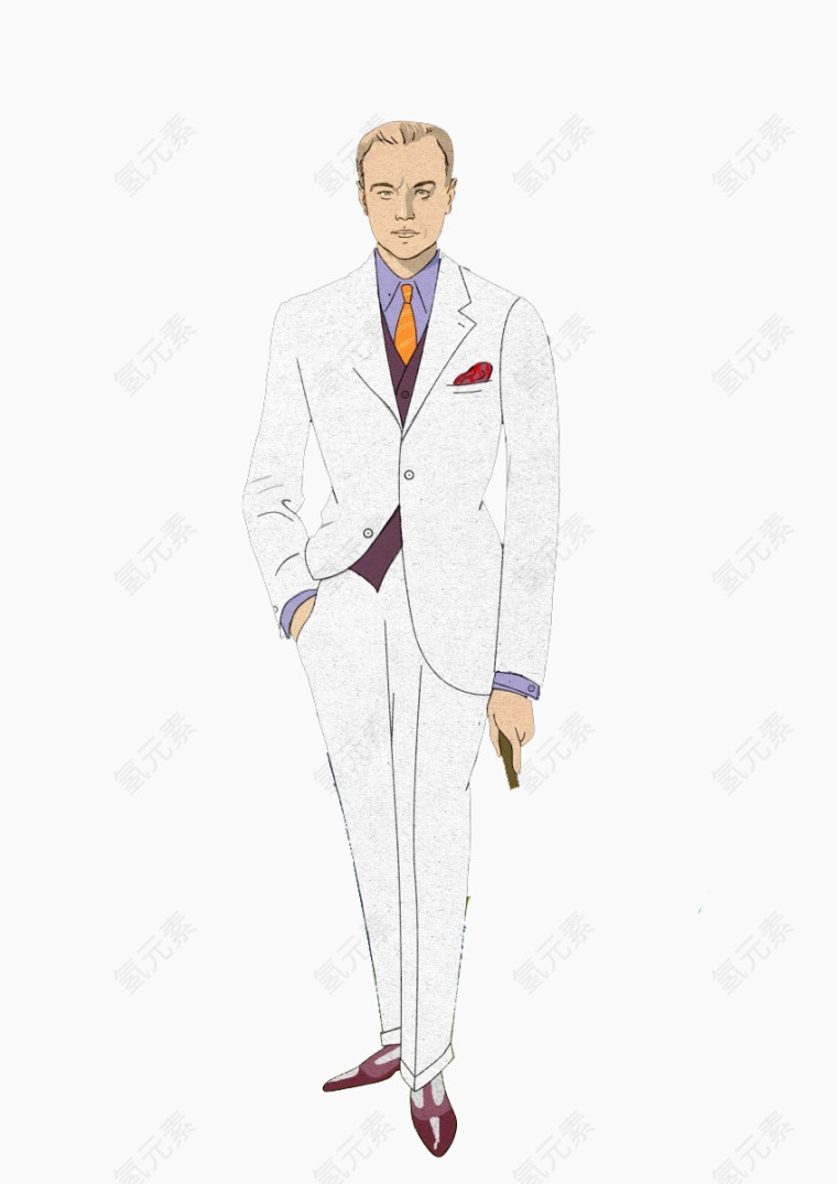 白色插画俊男