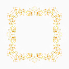 矢量手绘金色花纹边框
