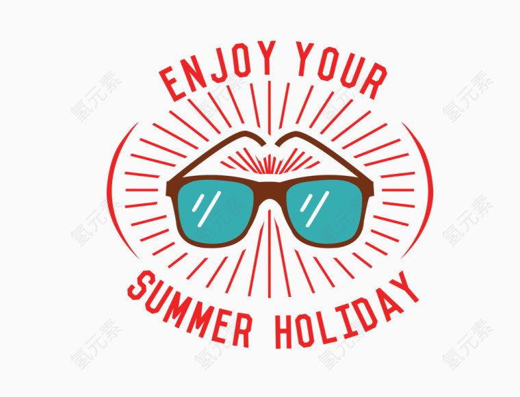 矢量红蓝色眼镜休闲夏日时光图案