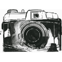 黑色手绘相机