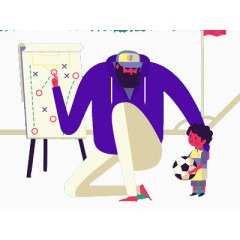 扁平化足球运动员与教练