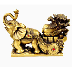 大象拉玉白菜纯铜摆设