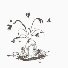 枯树 花纹 单色 线条 背景装饰