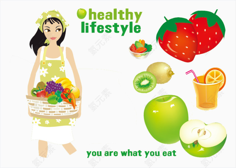 提着水果篮子的女孩