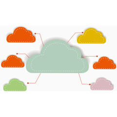 彩色云朵PPT元素可作标签