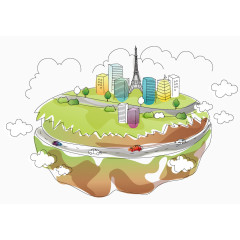 悬浮岛上的城市