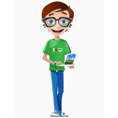 卡通手绘戴眼镜男子笔记本