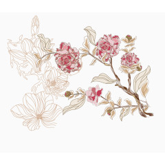 工笔画花朵矢量免抠图