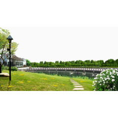 河流草地石板背景素材