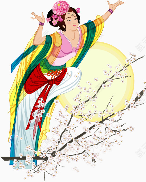 七夕中秋嫦娥矢量素材