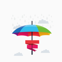 伞 七彩雨伞 彩带