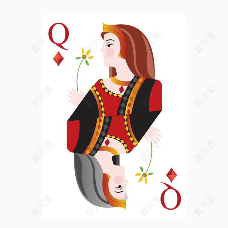 矢量扑克花色罗马十二