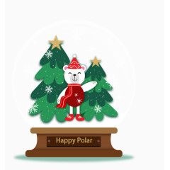 卡通矢量圣诞树和圣诞小熊