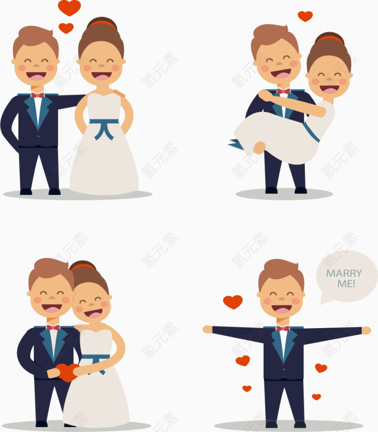 甜蜜幸福结婚小人
