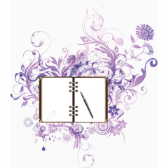 紫色花纹书本边框