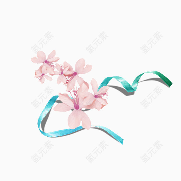 手绘花朵丝带PNG